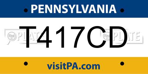 T417CD Pennsylvania License Plate