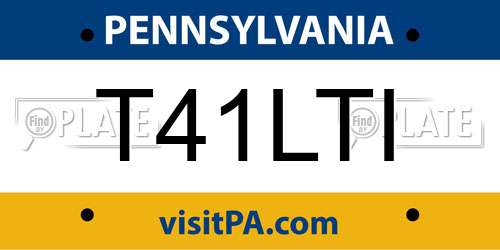 T41LTI Pennsylvania License Plate