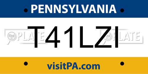 T41LZI Pennsylvania License Plate