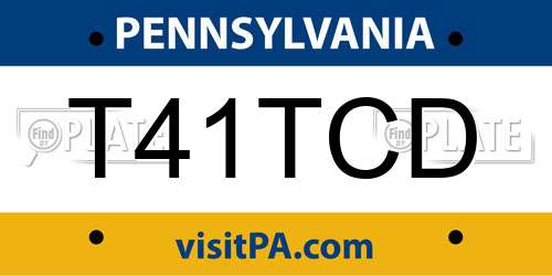 T41TCD Pennsylvania License Plate