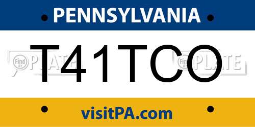 T41TCO Pennsylvania License Plate
