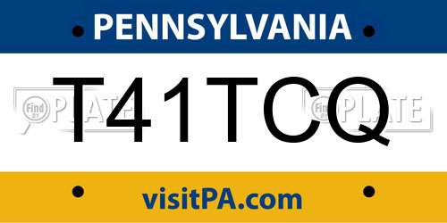 T41TCQ Pennsylvania License Plate