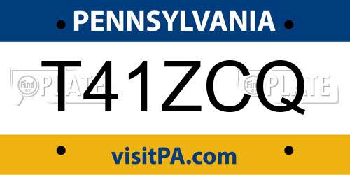 T41ZCQ Pennsylvania License Plate