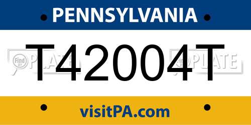 T42004T Pennsylvania License Plate
