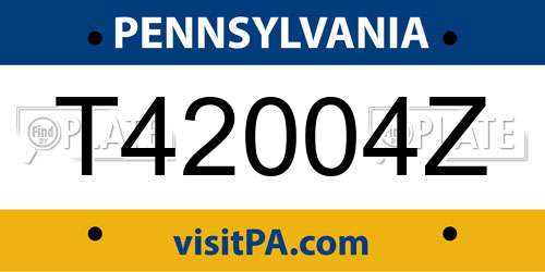 T42004Z Pennsylvania License Plate