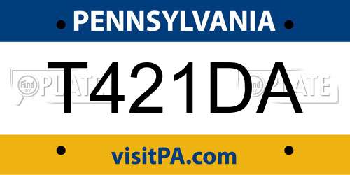 T421DA Pennsylvania License Plate