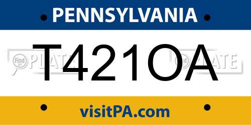 T421OA Pennsylvania License Plate