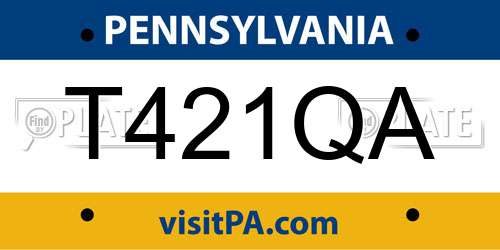 T421QA Pennsylvania License Plate