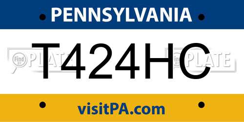 T424HC Pennsylvania License Plate