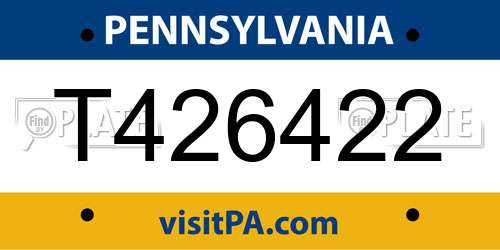T426422 Pennsylvania License Plate