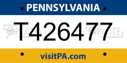 T426477 Pennsylvania License Plate
