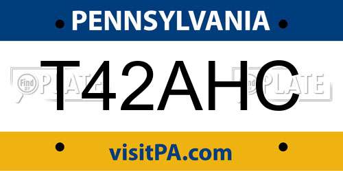 T42AHC Pennsylvania License Plate