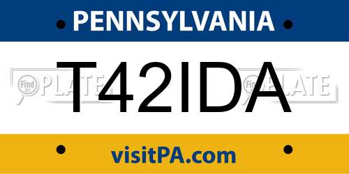 T42IDA Pennsylvania License Plate