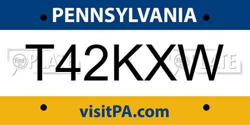 T42KXW Pennsylvania License Plate