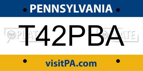 T42PBA Pennsylvania License Plate