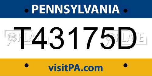 T43175D Pennsylvania License Plate