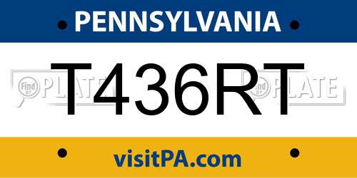 T436RT Pennsylvania License Plate