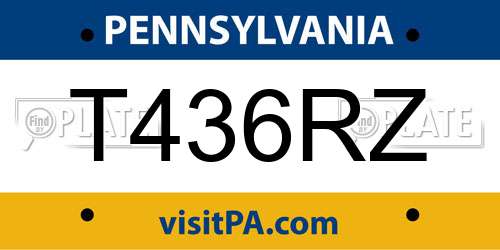 T436RZ Pennsylvania License Plate