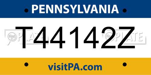 T44142Z Pennsylvania License Plate