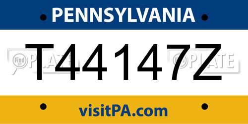 T44147Z Pennsylvania License Plate