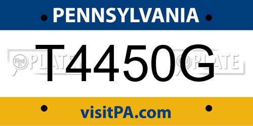 T4450G Pennsylvania License Plate