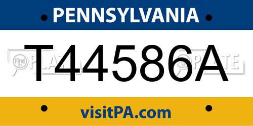 T44586A Pennsylvania License Plate