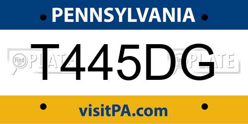 T445DG Pennsylvania License Plate