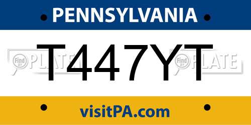 T447YT Pennsylvania License Plate