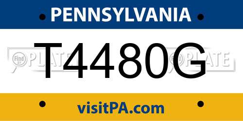 T4480G Pennsylvania License Plate