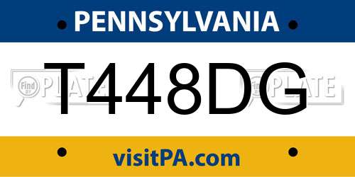T448DG Pennsylvania License Plate