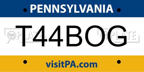 T44BOG Pennsylvania License Plate