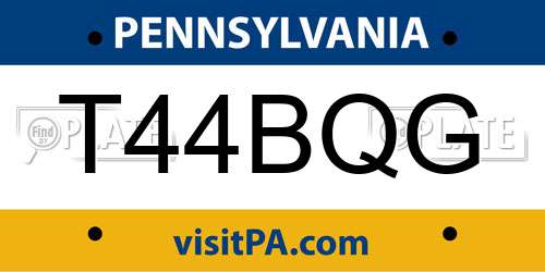 T44BQG Pennsylvania License Plate
