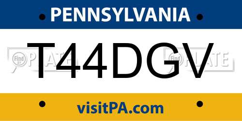 T44DGV Pennsylvania License Plate