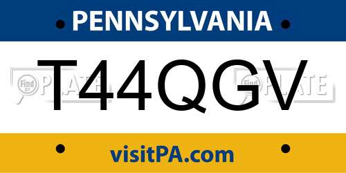 T44QGV Pennsylvania License Plate