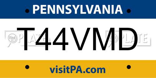 T44VMD Pennsylvania License Plate