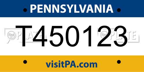 T450123 Pennsylvania License Plate