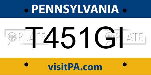 T451GI Pennsylvania License Plate