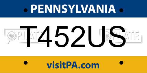 T452US Pennsylvania License Plate