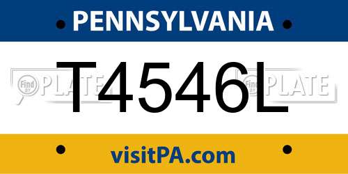 T4546L Pennsylvania License Plate