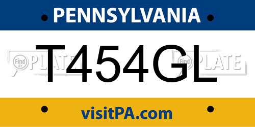T454GL Pennsylvania License Plate