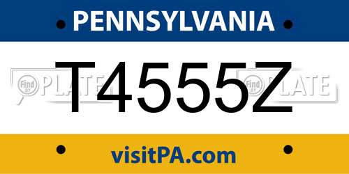 T4555Z Pennsylvania License Plate