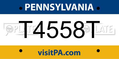 T4558T Pennsylvania License Plate