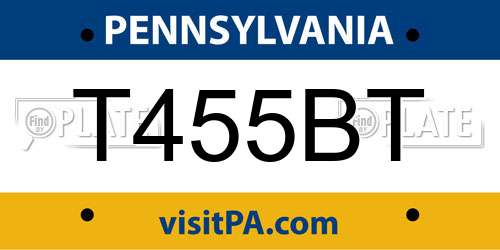 T455BT Pennsylvania License Plate