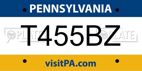 T455BZ Pennsylvania License Plate