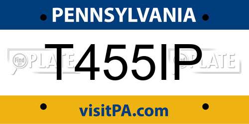 T455IP Pennsylvania License Plate
