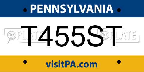 T455ST Pennsylvania License Plate