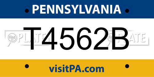 T4562B Pennsylvania License Plate