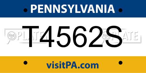 T4562S Pennsylvania License Plate