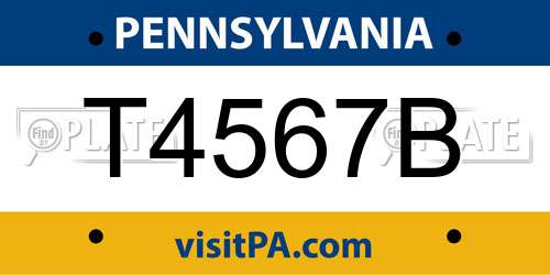 T4567B Pennsylvania License Plate