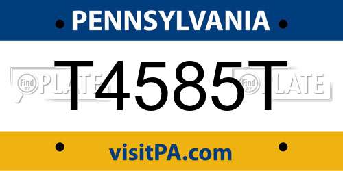 T4585T Pennsylvania License Plate